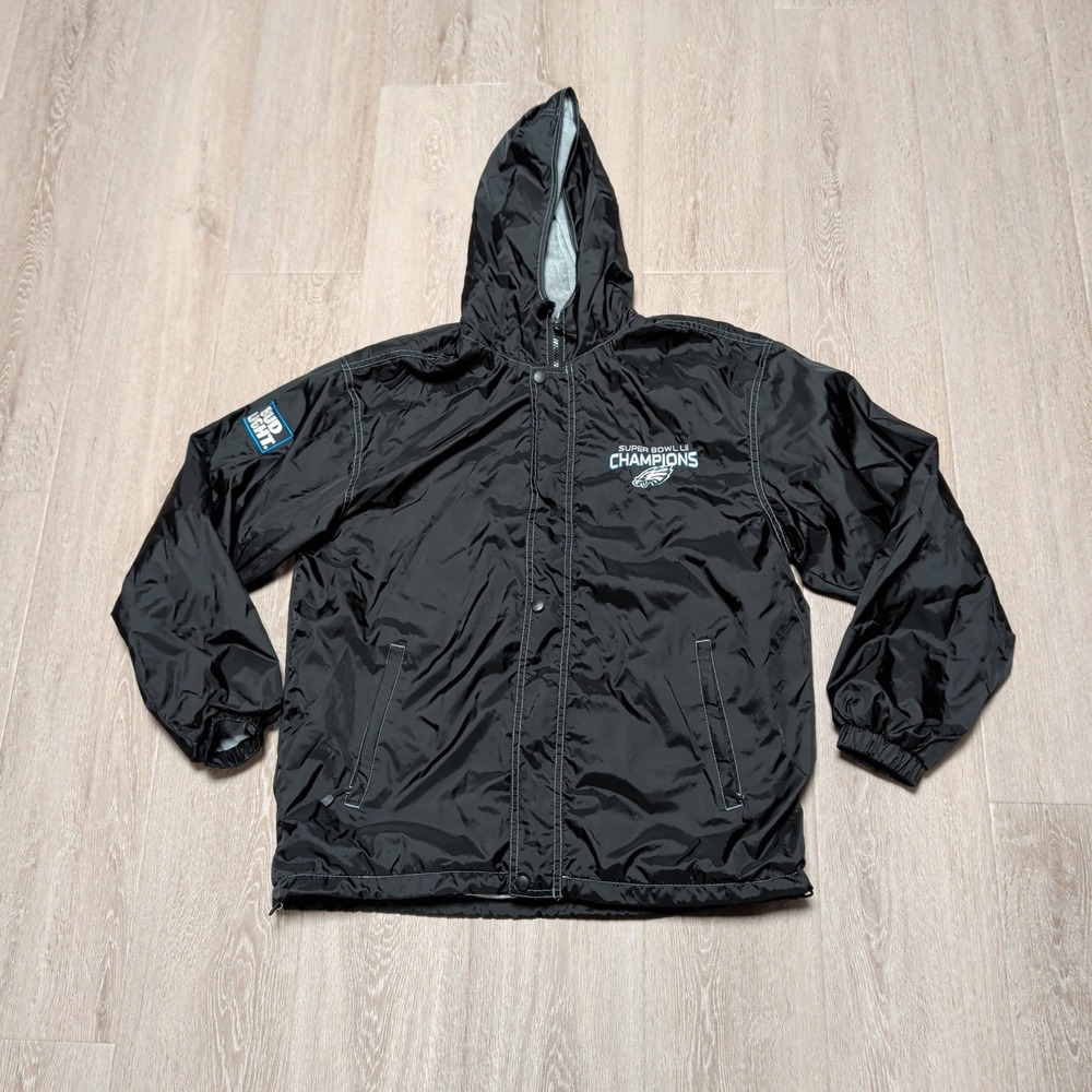 Dunbrooke Philadelphia Eagles Super Bowl LII Champions Hooded Jacket Men M Black